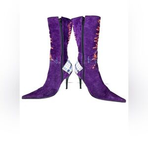 Vintage Santiny Purple Esmeralda Suede Stiletto Witch Boots Size 5